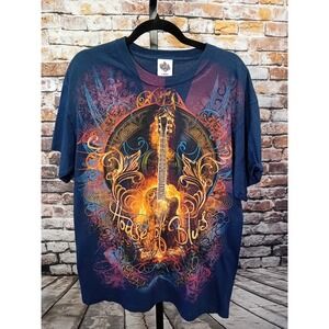 Vintage House Of Blues T-Shirt Mens L Navy Blue Graphic Logo Guitar Wings Vegas